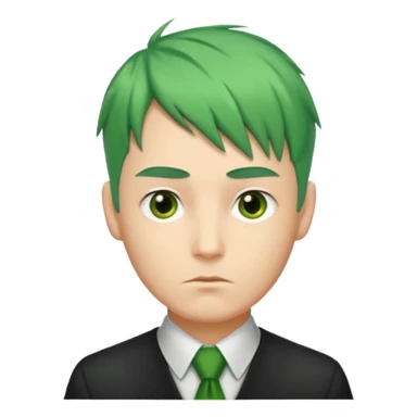 Man with Green Ponytail – green tied hair, calm serious face. sticker