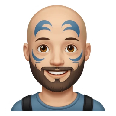 bald bearded man with face tattoo sticker
