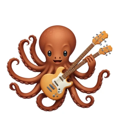 happy octopus with multiple arms playing guitar sticker