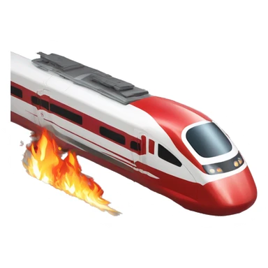 red and white modern bullet electric train on fire sticker