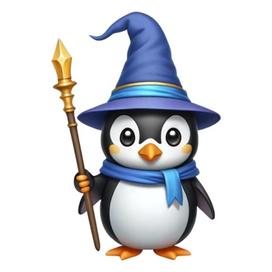 penguin wizard with wand and hat sticker