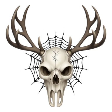 Deer skull with antlers and black spiderwebs  sticker