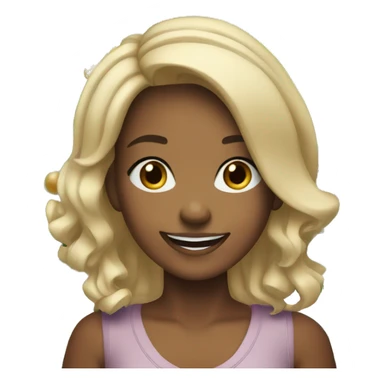 smiling girl with hoop earrings and a Christmas tree behind her sticker