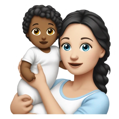 mom holding newborn baby girl with blue eyes white skin black hair and white skin newborn girl white skin sticker