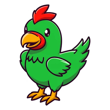 Red chocobo from Final Fantasy, majestic red bird-like creature sticker