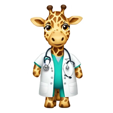 Giraffe wearing a nurse outfit with a stethoscope around its neck. sticker