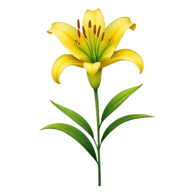 single Bright Yellow Lily, straight stem sticker