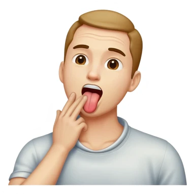 Guy with hand over neck with tongue out sticker