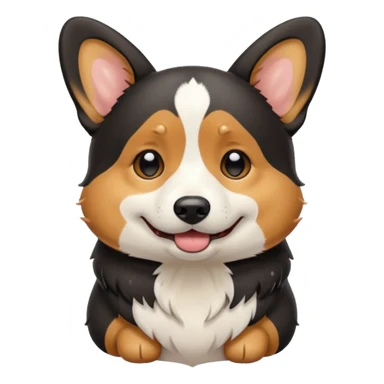 black tricolor corgi with no tail and crying sticker