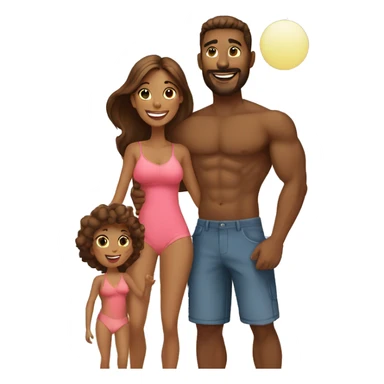 mom and dad and kids at beach sticker