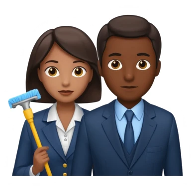 a Detective man is interviewing a cleaning Lady  sticker