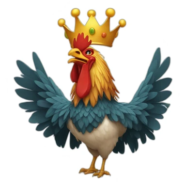 fighting and howling rooster with a crown on its head sticker