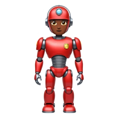 shiny muscular robot with a red police light head, 3/4 perspective, emoji style sticker
