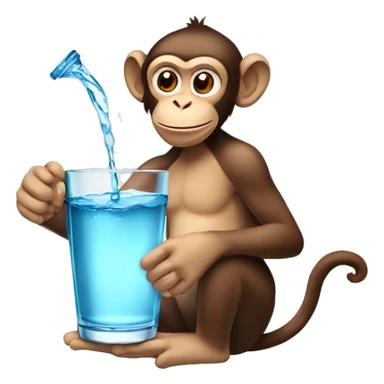 A glass of clean water in the hands of a monkey sticker