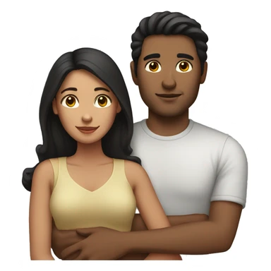 Woman and man with dark hair cuddling sticker