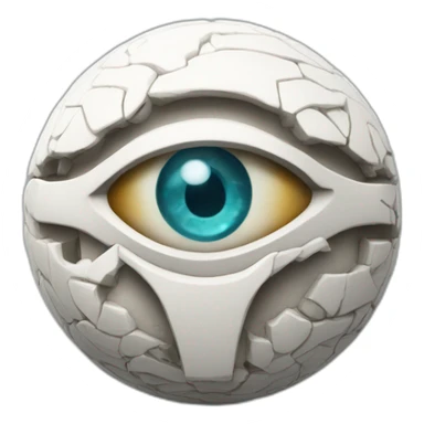 3d sphere with a cartoon Snow Golem skin texture with Eye of Horus sticker