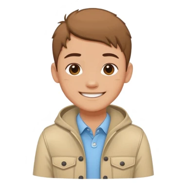 Cartoon avatar sticker of a young person, friendly smile, modern outfit, clean vector illustration, thick outline, flat colors, simple background, sticker style, high quality, transparent background sticker
