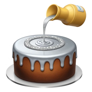 siler glitter being poured onto a cake  sticker