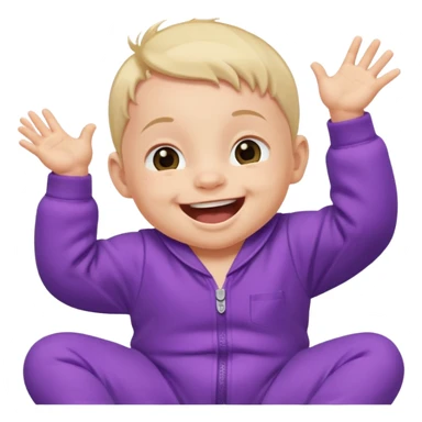 A baby wearing a purple onesie, laughing joyfully. sticker