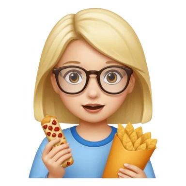 snack holding girl kid with glasses sticker