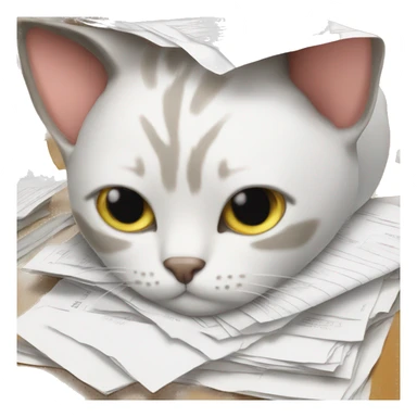 cat buried in paperwork sticker