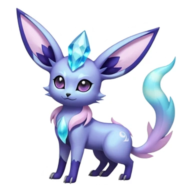 Shiny Exotic Badass Magical Ethereal Royal Mysterious Gothic Noibat-Glaceon-Espeon-Umbreon-Sylveon-Pokémon-Fakémon-hybrid-creature (full body) with horns sticker