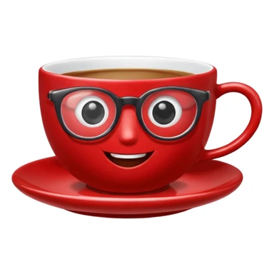 talking teacup red with glassess sticker