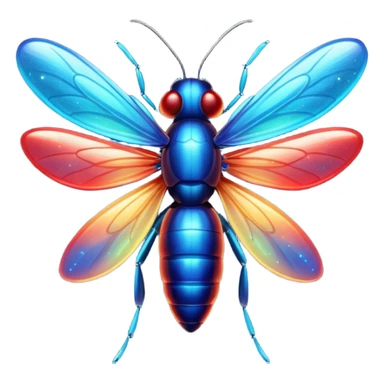 glitter red and blue firefly sticker