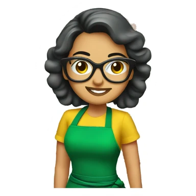 mexican lady green apron  with glasses cooking tacos sticker