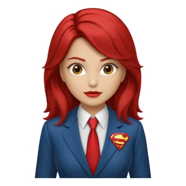 Una chica con pelo castaño medio pelirrojo con traje de superhéroe realista sticker