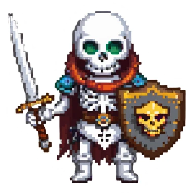 skeleton warrior with a sword and shield sticker