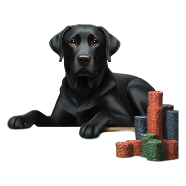 Black Labrador dog with white at poker table sticker