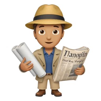 man holding rolled newspaper while walking sticker