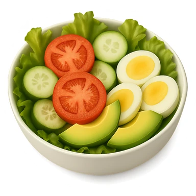 Add sliced boiled egg to the salad, keeping the style clean and simple with no background. sticker