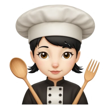 A girl rat with a fringe and chefs hat black hair sticker