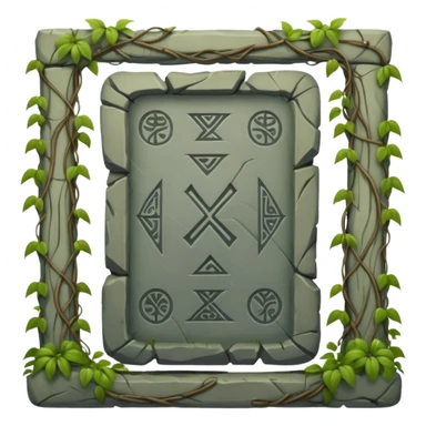 Stone Tablet – Carved gray slab with ancient runes in jyngle sticker