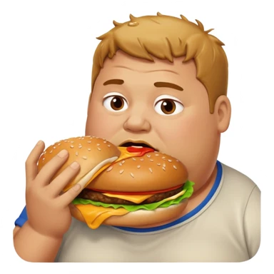 fat guy eating burger sticker