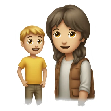 un enfant discute avec une vielle personne sticker