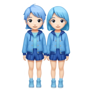 Kawaii girl Japanese full body blue pastel sticker