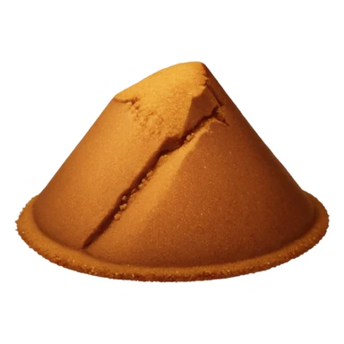 small mound of coconut sugar, golden-brown, fine to medium grains, dry and sandy, matte, irregular and natural, caramel hues, no bowl or packaging, just the sugar, soft lighting, emoji scale sticker