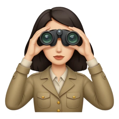 a woman with dark hair looking into binoculars sticker