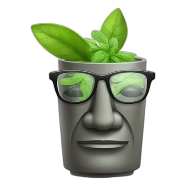 moai statue with glasses drinking mojito sticker