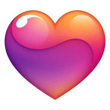 This emoji shows a stylized heart shape rotated 90 degreesIt features a smooth gradient blending warm orange, pink, and purple tones, creating a soft and vibrant look.  sticker