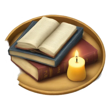 vintage tray with books and candle sticker