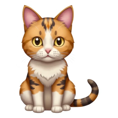 full body anxious looking colourful light calico tabby cat with hazel eyes and patchy brown tabby sections of fur sticker