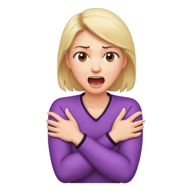 woman with her arms crossed holding neck screaming sticker