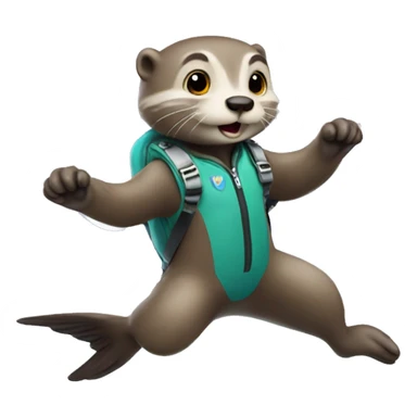 Skydiving otter, his name is ice, put a tag with his name sticker