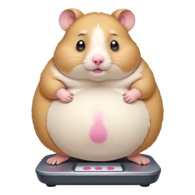 fat hamster pregnant belly stepping on a broken scale looking guilty sticker