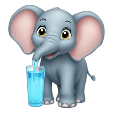 baBY Elephant drinking water sticker