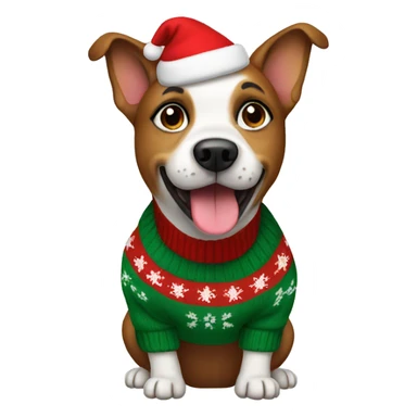 dog wearing a christmas sweater sticker